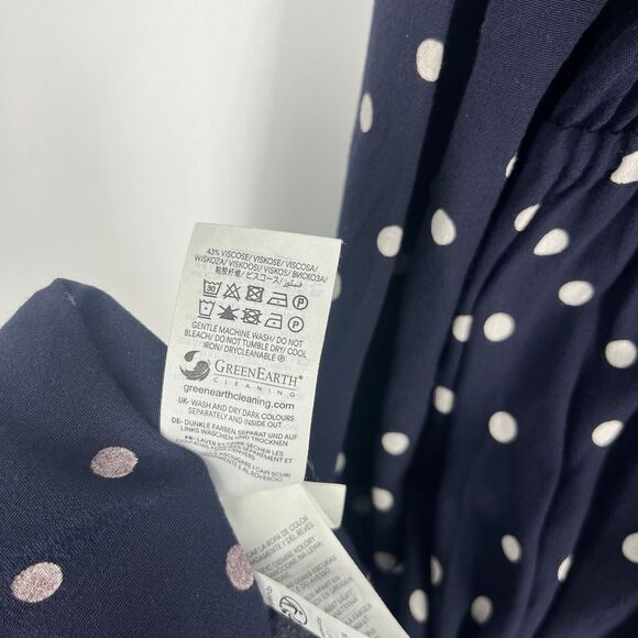 Boden Mini Dress Size 8 Women Navy Pleated Peplum Long Sleeve Polka Dot Print - Picture 8 of 8
